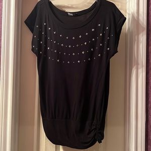 Black silver decorated shirt by Level Eight